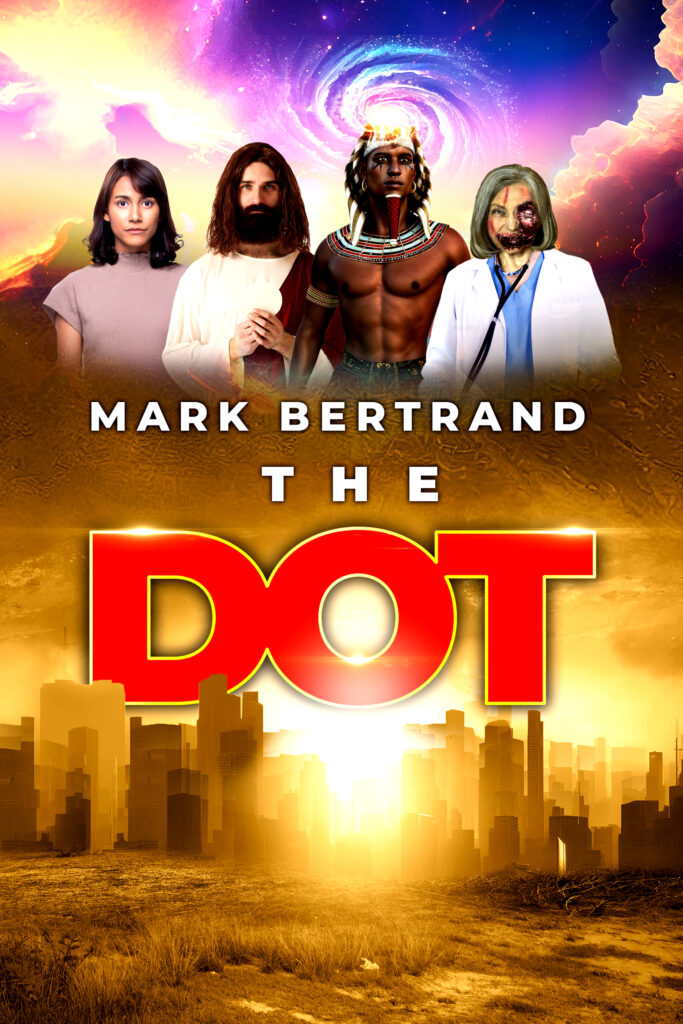 The Dot cover art features four people and a background of a city scape with many highrise buildings.