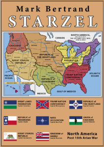 book cover for starzel with map of north america depecting six separate countries following the wars