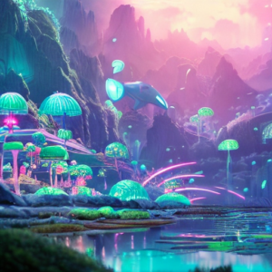 Intelligent Thought-Provoking Speculative Fiction Novels
A photo of a surreal landscape, with floating islands and strange creatures.