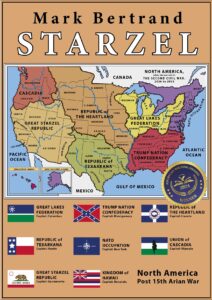 book cover for starzel with map of north america depecting six separate countries following the wars
