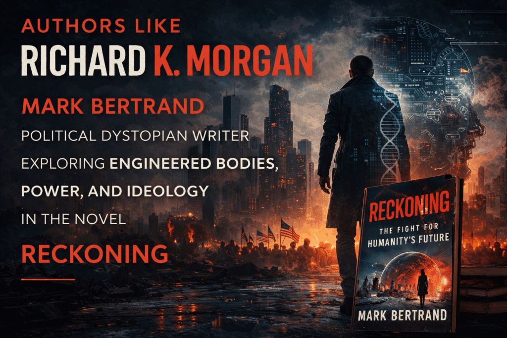Authors like Richard K. Morgan – Mark Bertrand political dystopian writer exploring engineered bodies, power, and ideology in the novel Reckoning
