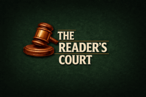 readers court logo image features a courtroom gavel and title