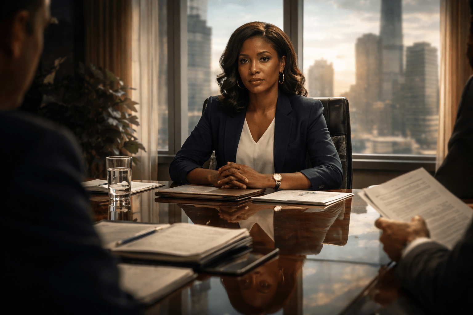 Authors like Attica Locke image of a confident leadership at sunset meeting