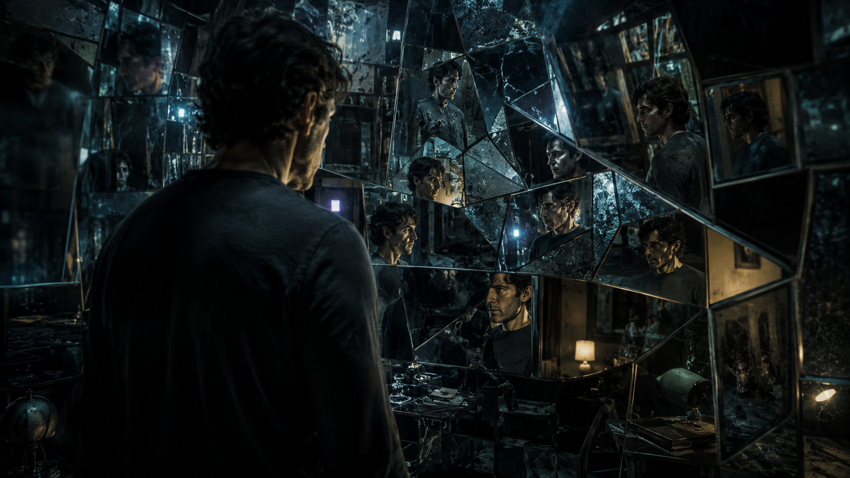 Books Like Recursion image of a man looking back at himself through infinity