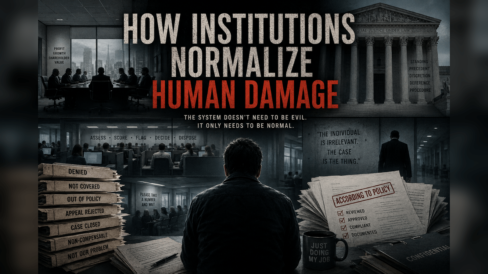 How institutions normalize human damage is one of the defining fears of the modern thriller.