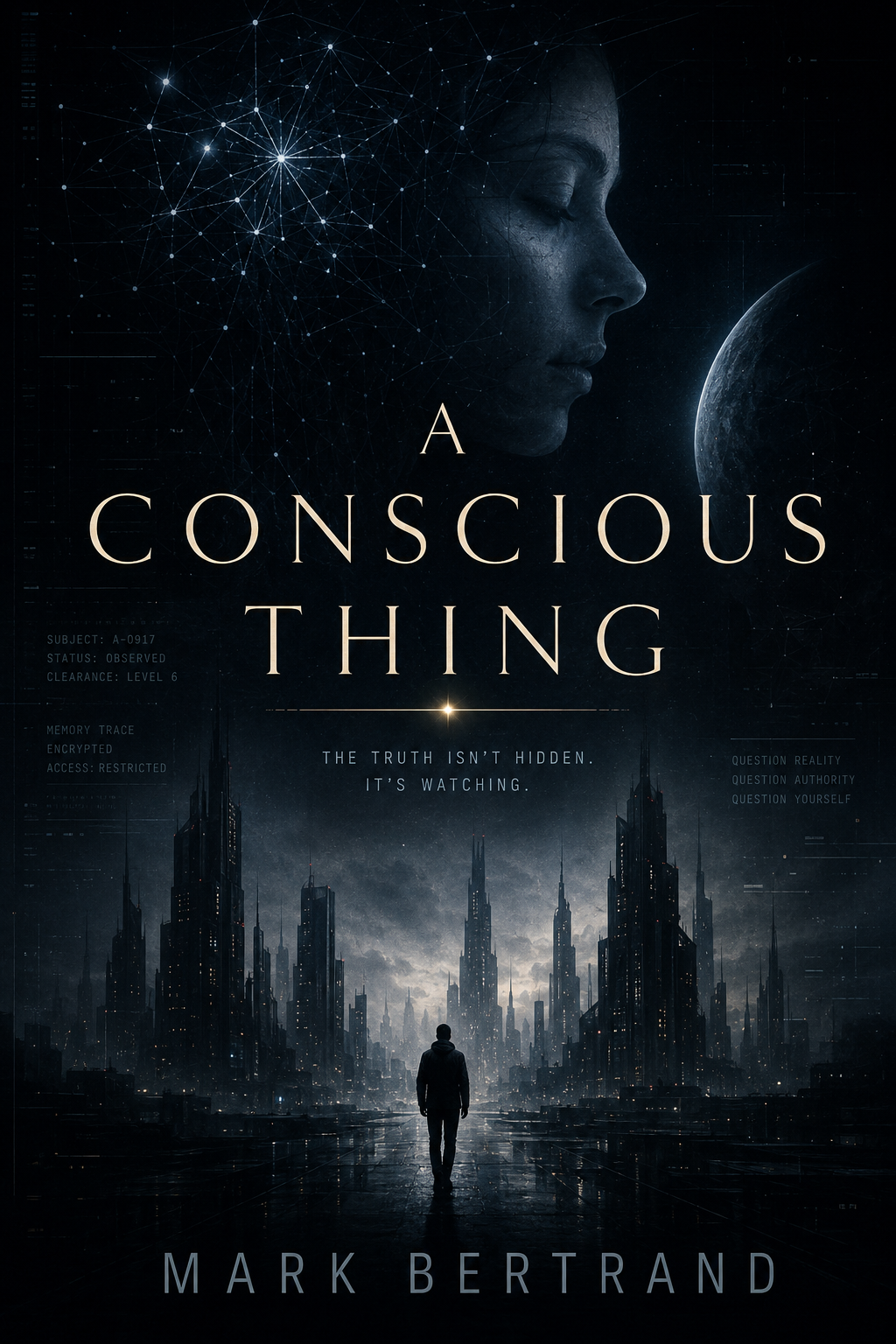 a conscious thing cover image things with thriller mystery all over it