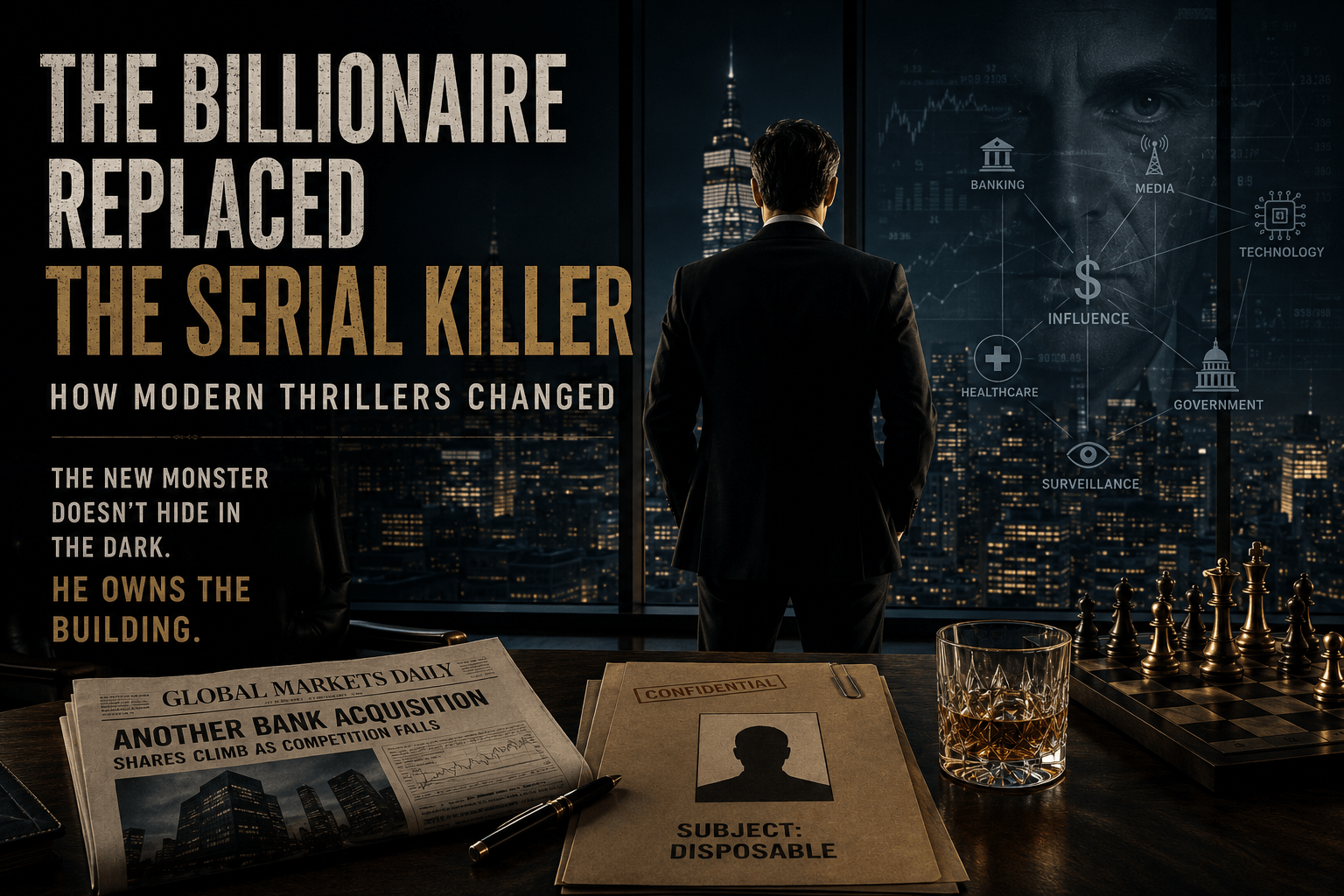The Billionaire Replaced the Serial Killer image of wealthy modern thriller