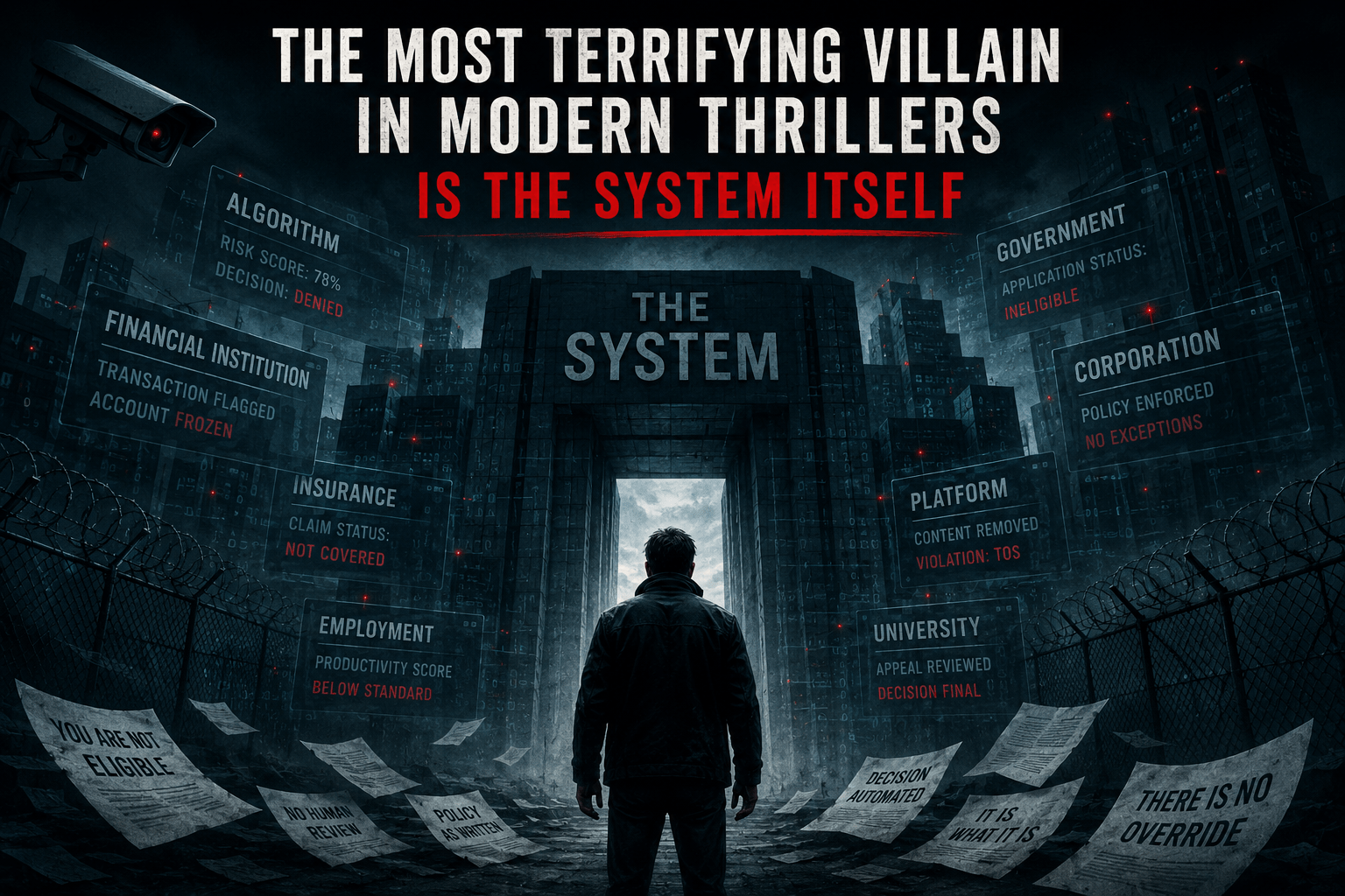 The Most Terrifying Villain in Modern Thrillers Is the System Itself. There was a time when thriller fiction depended on interruption.