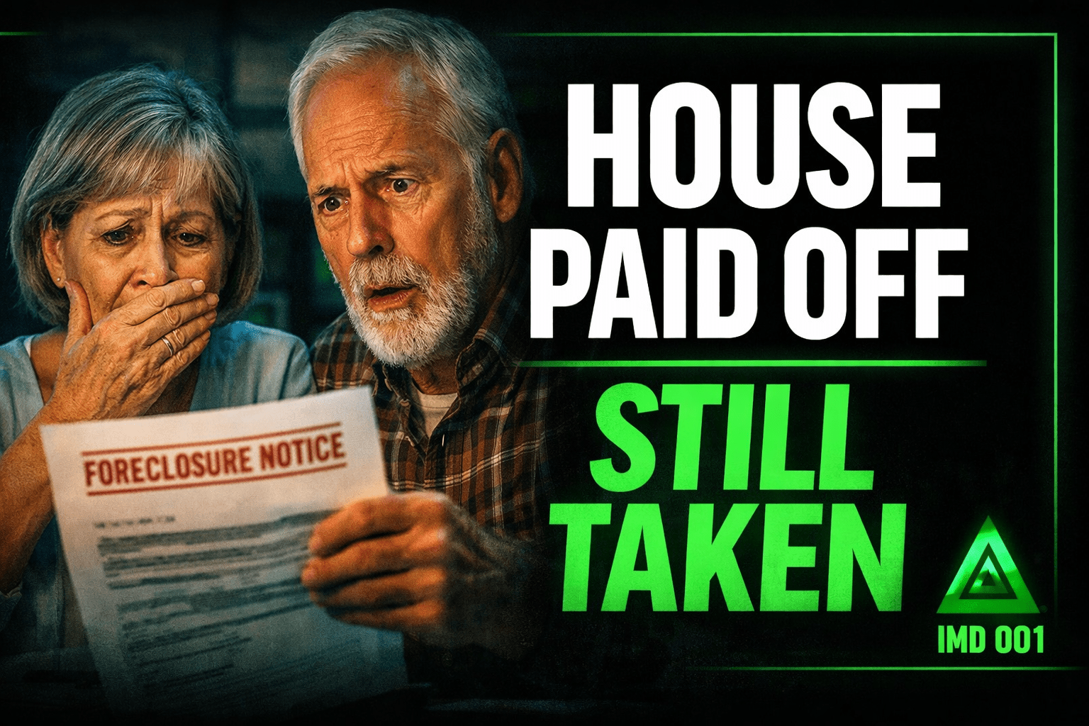 The housing auction file #001 IMD Operations helps an elderly couple pushed toward foreclosure during a medical emergency